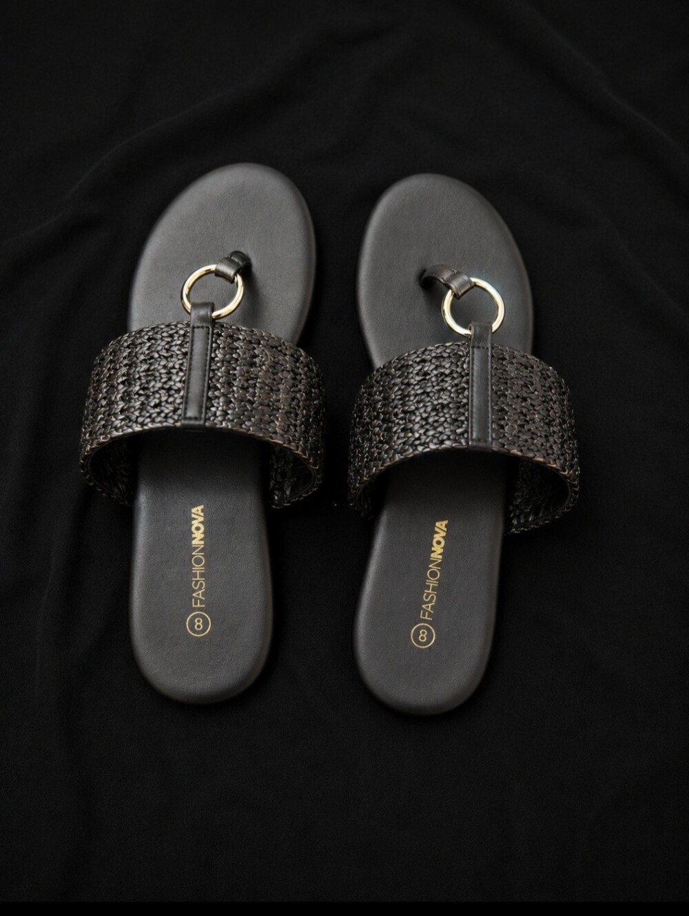 Black Woven Slide Sandals - Women's Casual Comfort
